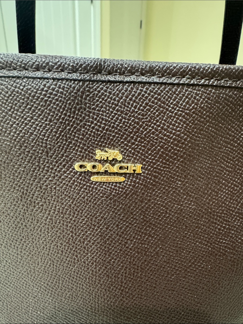 Coach Mini City Zip Top Tote Oxblood Saffiano Leather Tote with Gold Logo - Picture 2 of 7